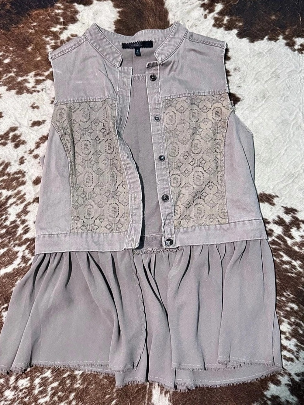 RBA Boutique Gray Lace Panel Mini Dress Size Small